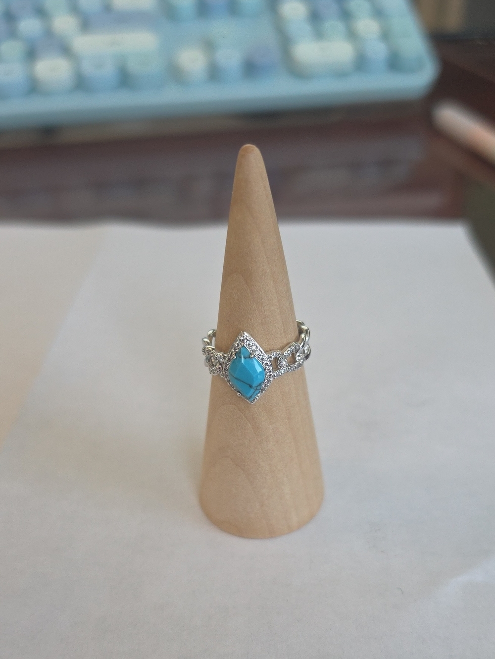 BP_"A Little Bit Legendary" Rhodium Ring with Blue Turquoise Center